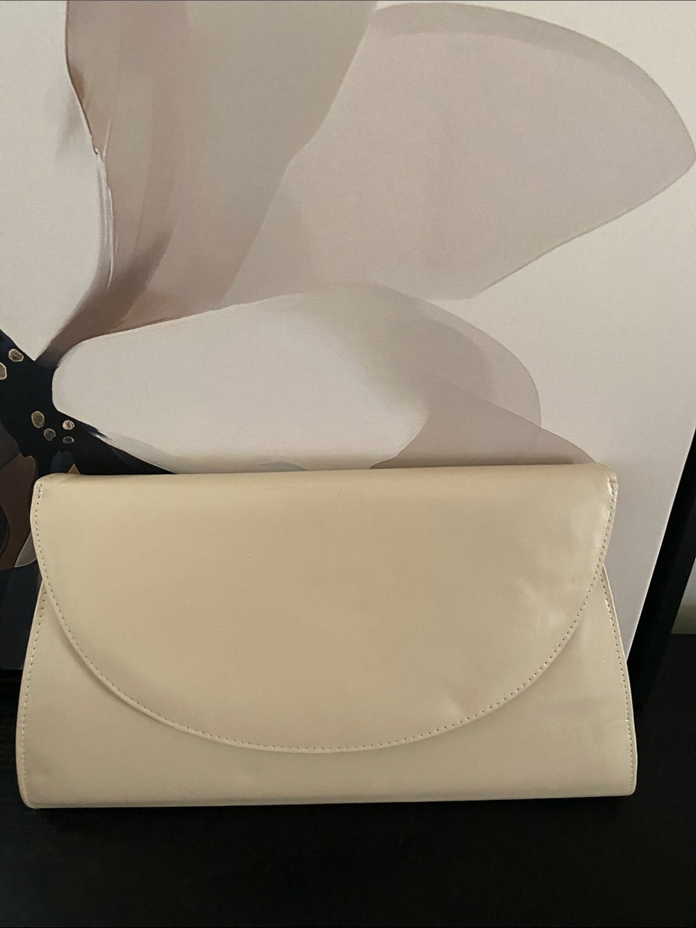 Vintage 70’s Cream Colored Leather Clutch Bag